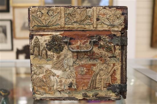 A Charles II needlework box, approx. width 9.5in. height 7in. depth 7in.